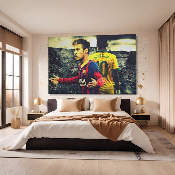 Tablou Canvas Premium LuxCanva® A1346, Neymar Jr , Silva Júnior Santos, Fotbalist, Mijlocas, Brazilia, Game Room, Culori Vibrante