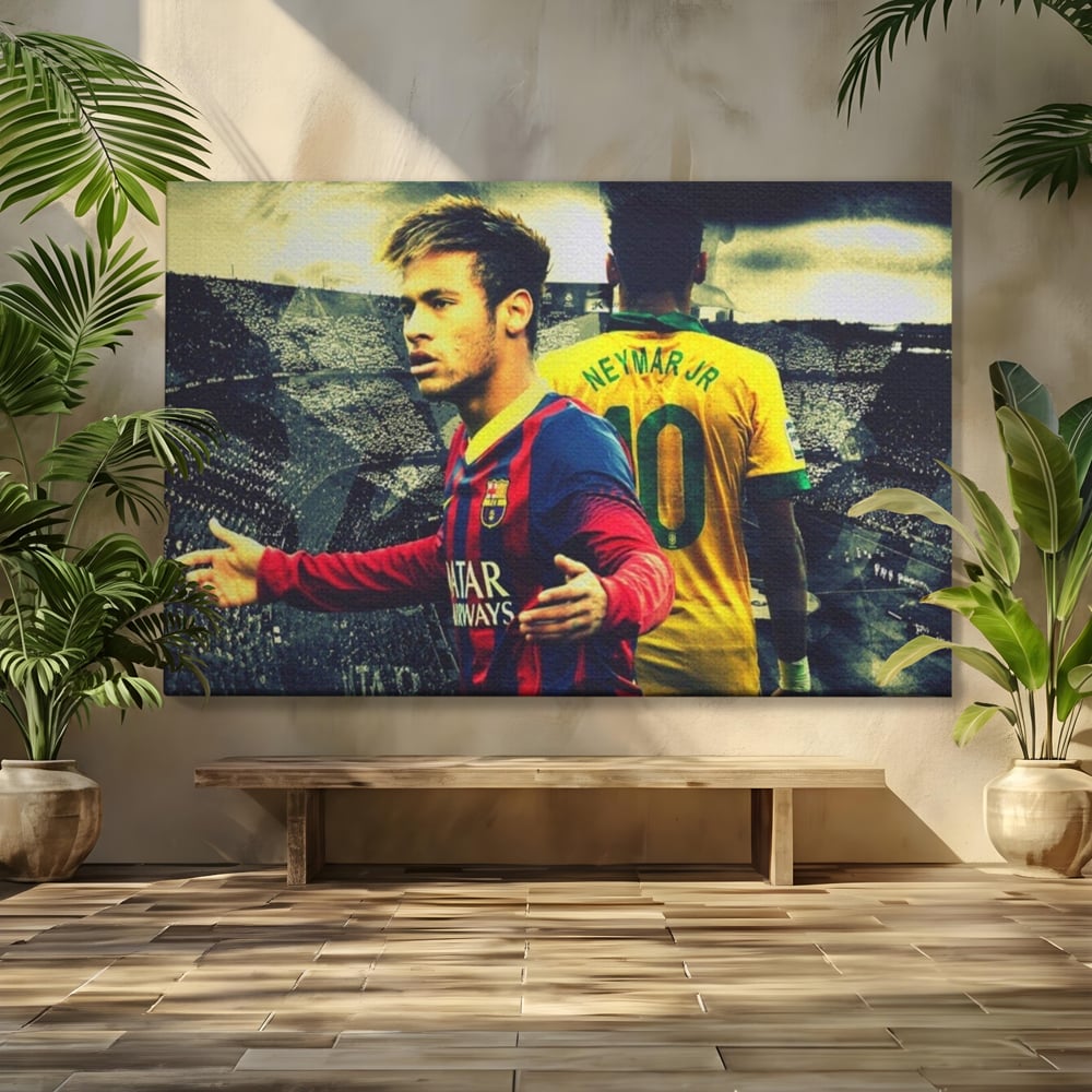 Leinwandbilder Premium LuxCanva® A1346, Neymar Jr , Silva Júnior Santos, Fußballer, Mittelfeldspieler, Brasilien, Spielzimmer, kräftige Farben