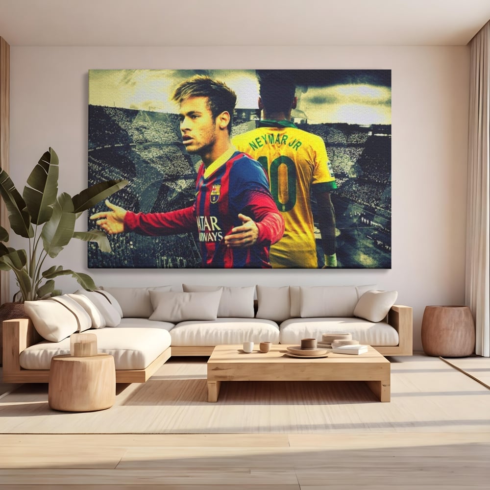 Tablou Canvas Premium LuxCanva® A1346, Neymar Jr , Silva Júnior Santos, Fotbalist, Mijlocas, Brazilia, Game Room, Culori Vibrante