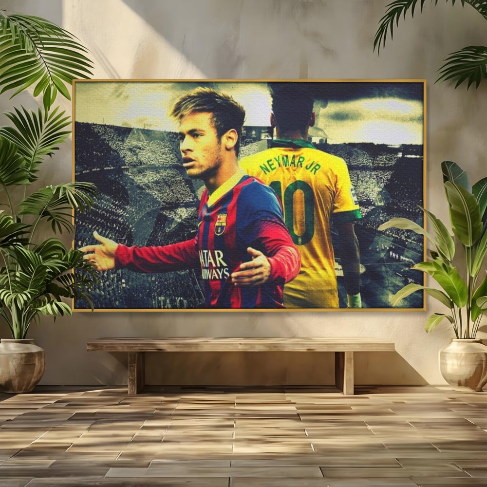 Leinwandbilder Premium LuxCanva® A1346, Neymar Jr , Silva Júnior Santos, Fußballer, Mittelfeldspieler, Brasilien, Spielzimmer, kräftige Farben