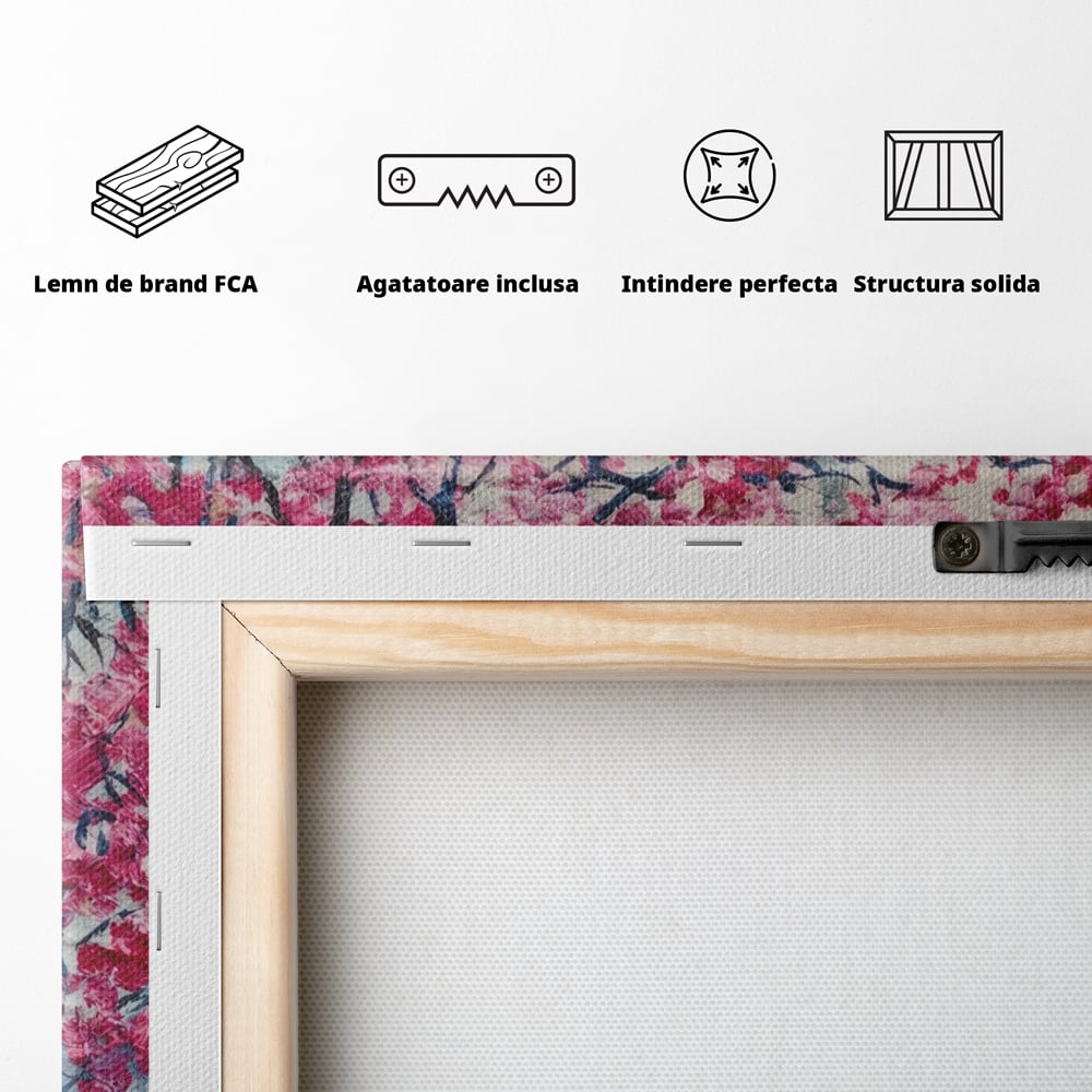 Tablou Canvas Premium LuxCanva® A1347, Pink Tree , Studio, Cuplu, Romantic, Turnul Eiffel, Iubire, Culori Vibrante