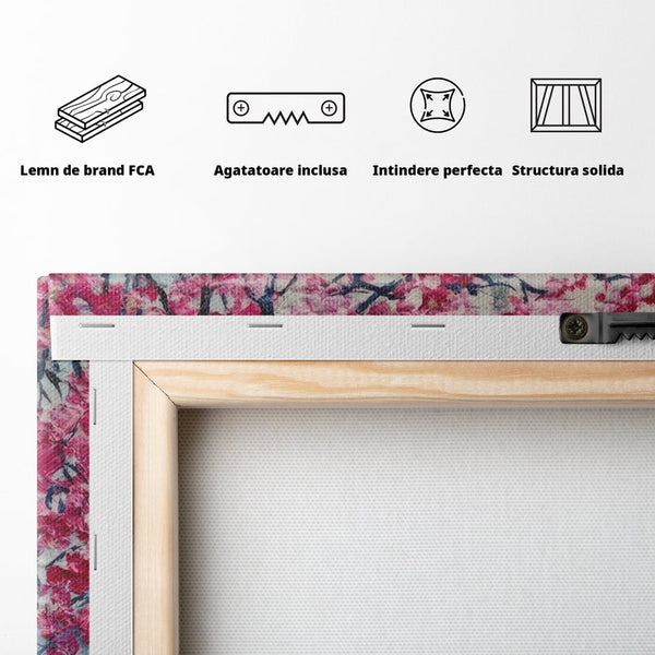 Tablou Canvas Premium LuxCanva® A1347, Pink Tree , Studio, Cuplu, Romantic, Turnul Eiffel, Iubire, Culori Vibrante