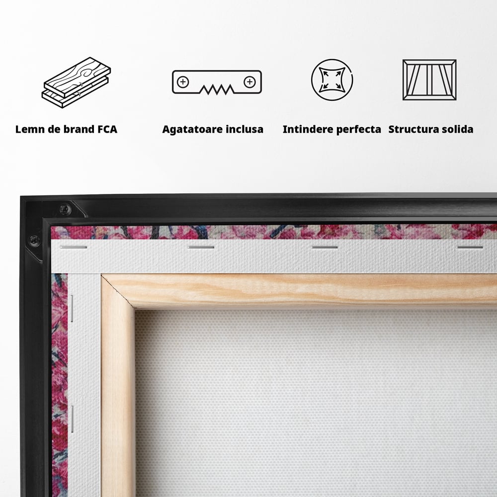 Tablou Canvas Premium LuxCanva® A1347, Pink Tree , Studio, Cuplu, Romantic, Turnul Eiffel, Iubire, Culori Vibrante