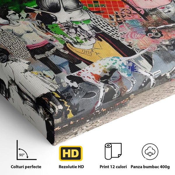 Tablou Canvas Premium LuxCanva® A1348, Banksy Street ,  Living, Graffiti, Artist, Oameni, Culori Vibrante