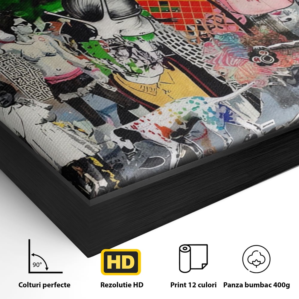 Tablou Canvas Premium LuxCanva® A1348, Banksy Street ,  Living, Graffiti, Artist, Oameni, Culori Vibrante
