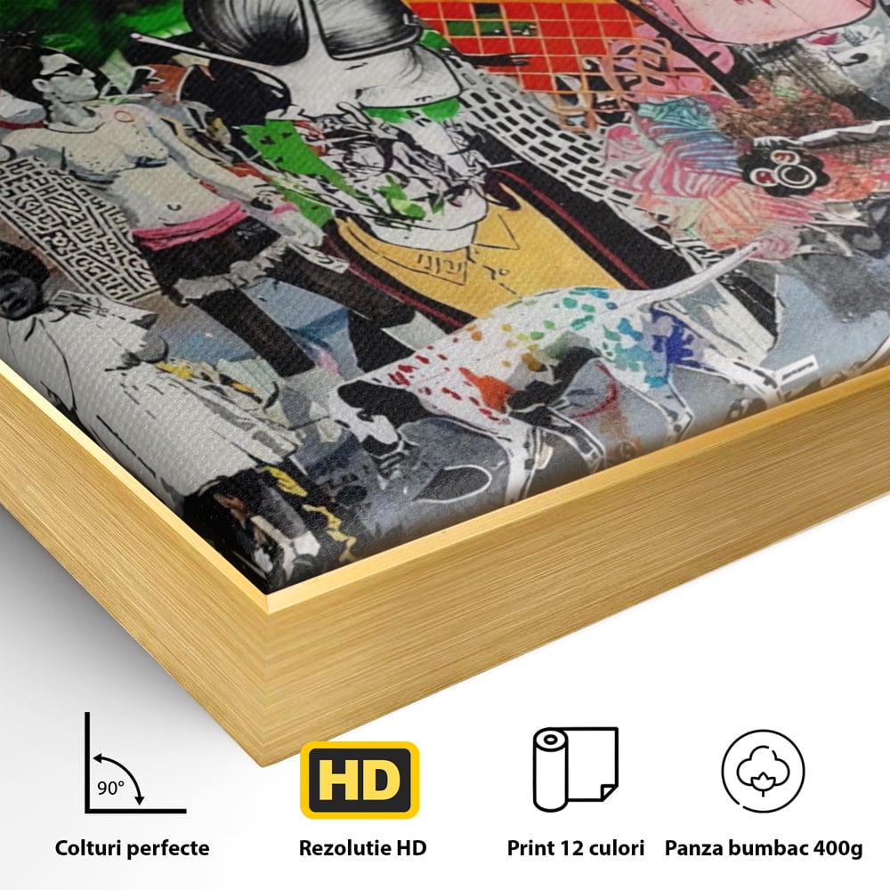 Tablou Canvas Premium LuxCanva® A1348, Banksy Street ,  Living, Graffiti, Artist, Oameni, Culori Vibrante
