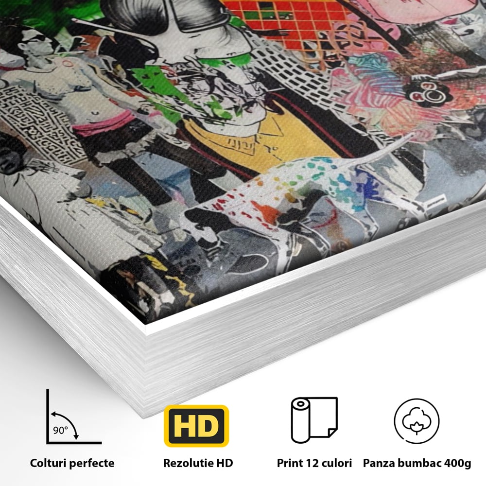 Tablou Canvas Premium LuxCanva® A1348, Banksy Street ,  Living, Graffiti, Artist, Oameni, Culori Vibrante