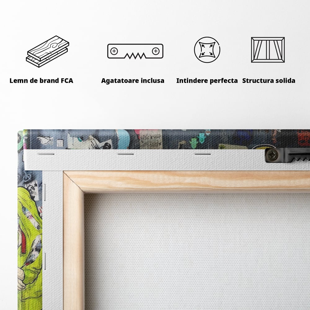 Tablou Canvas Premium LuxCanva® A1348, Banksy Street ,  Living, Graffiti, Artist, Oameni, Culori Vibrante