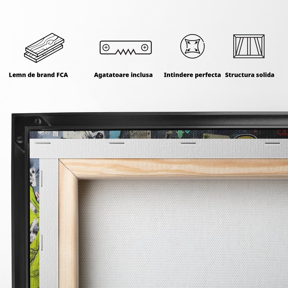 Tablou Canvas Premium LuxCanva® A1348, Banksy Street ,  Living, Graffiti, Artist, Oameni, Culori Vibrante