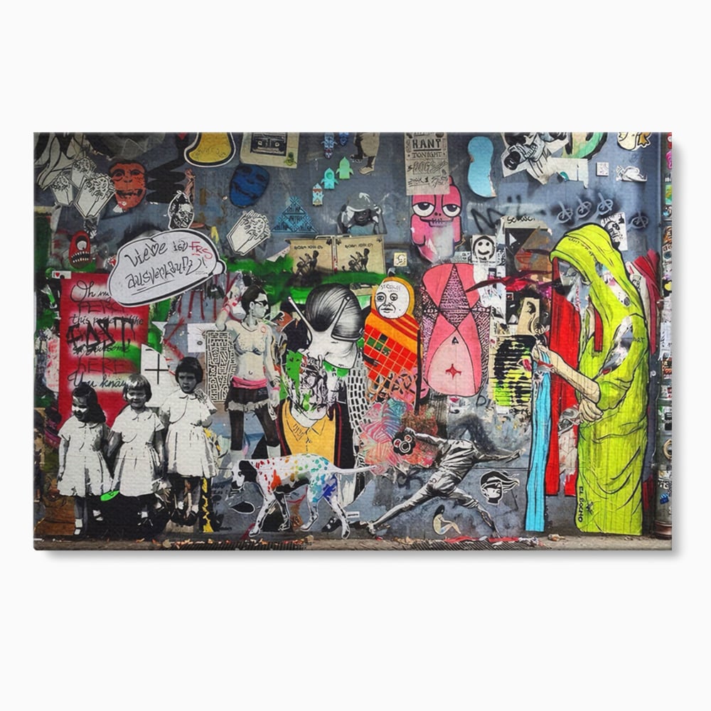 Tablou Canvas Premium LuxCanva® A1348, Banksy Street ,  Living, Graffiti, Artist, Oameni, Culori Vibrante