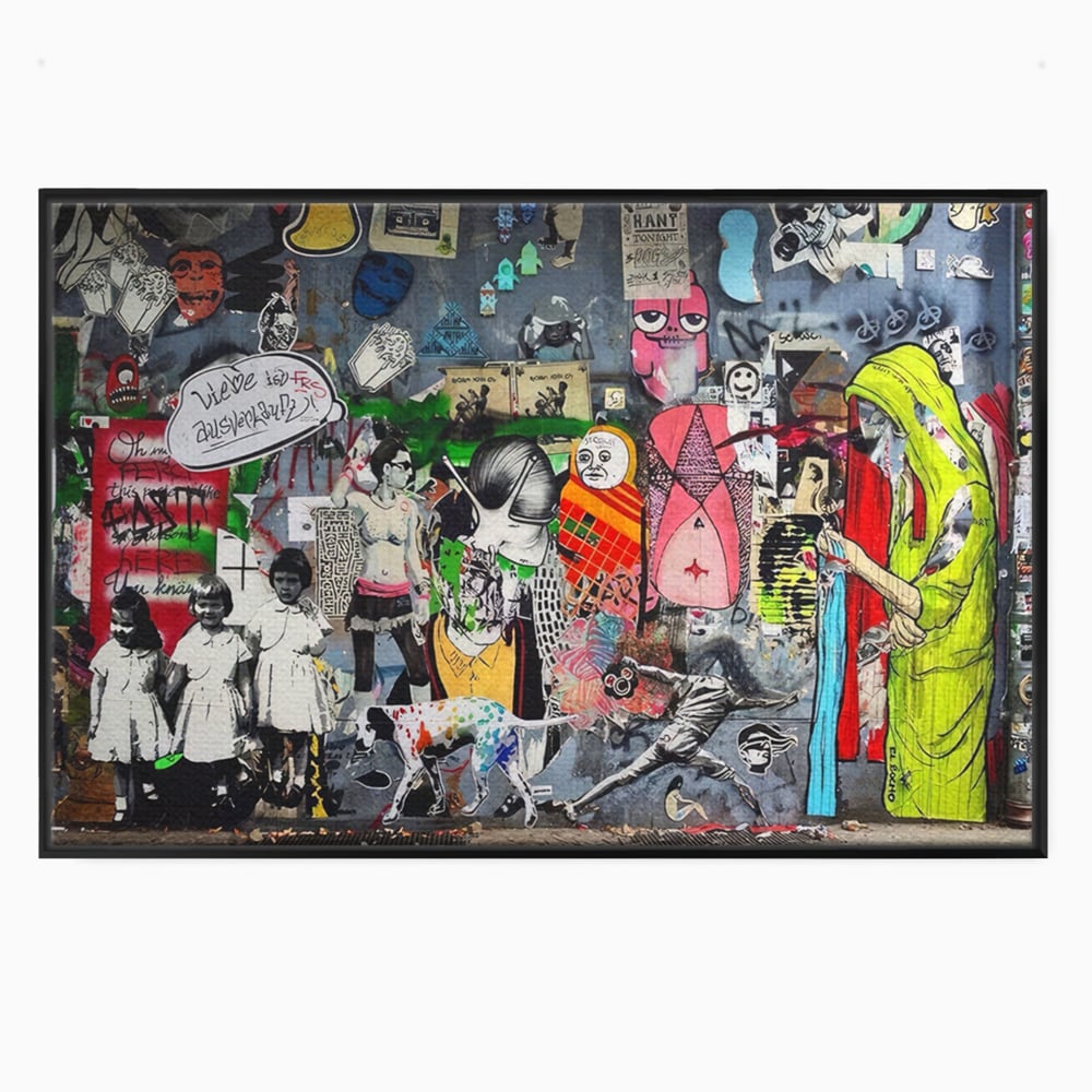Tablou Canvas Premium LuxCanva® A1348, Banksy Street ,  Living, Graffiti, Artist, Oameni, Culori Vibrante