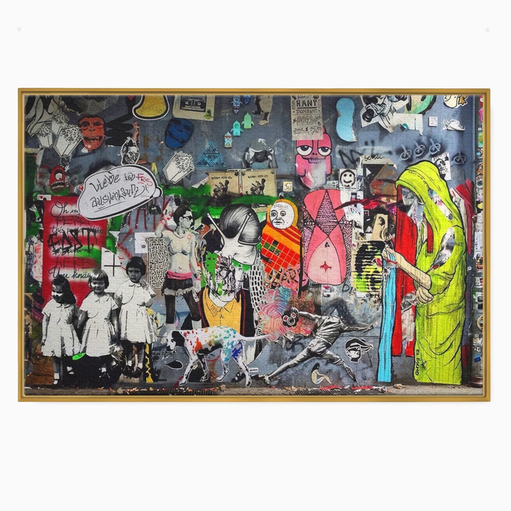 Tablou Canvas Premium LuxCanva® A1348, Banksy Street ,  Living, Graffiti, Artist, Oameni, Culori Vibrante