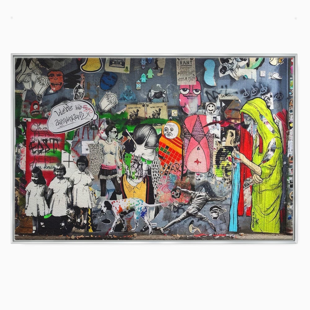 Tablou Canvas Premium LuxCanva® A1348, Banksy Street ,  Living, Graffiti, Artist, Oameni, Culori Vibrante