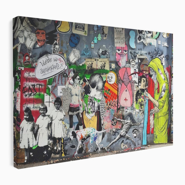 Tablou Canvas Premium LuxCanva® A1348, Banksy Street ,  Living, Graffiti, Artist, Oameni, Culori Vibrante