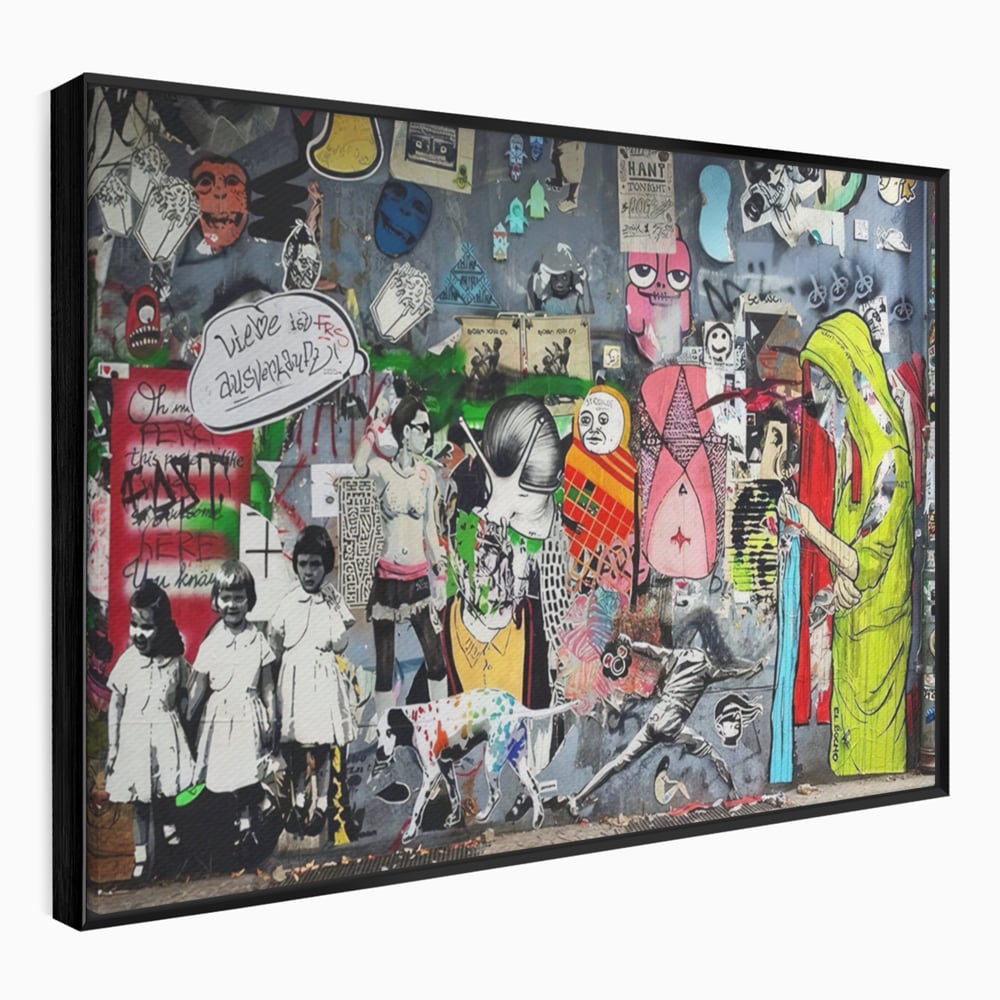 Tablou Canvas Premium LuxCanva® A1348, Banksy Street ,  Living, Graffiti, Artist, Oameni, Culori Vibrante