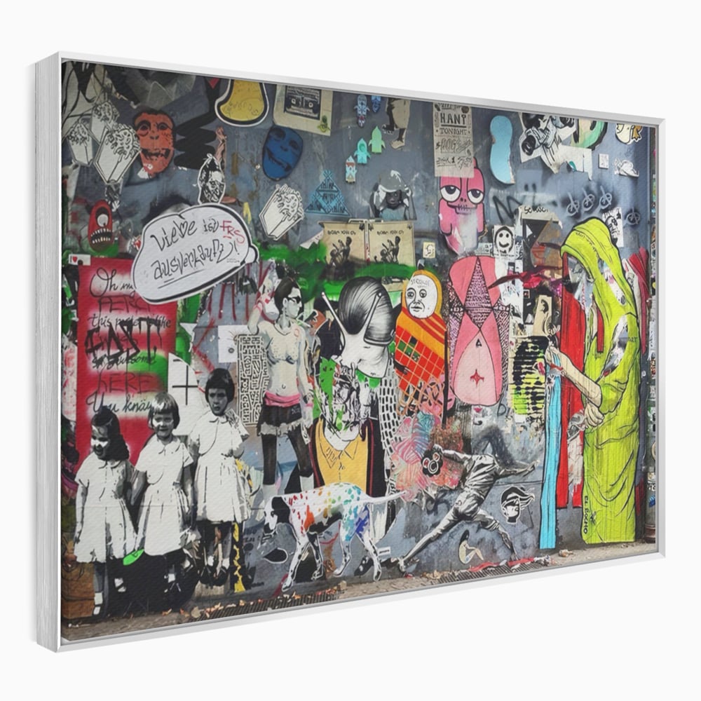 Tablou Canvas Premium LuxCanva® A1348, Banksy Street ,  Living, Graffiti, Artist, Oameni, Culori Vibrante