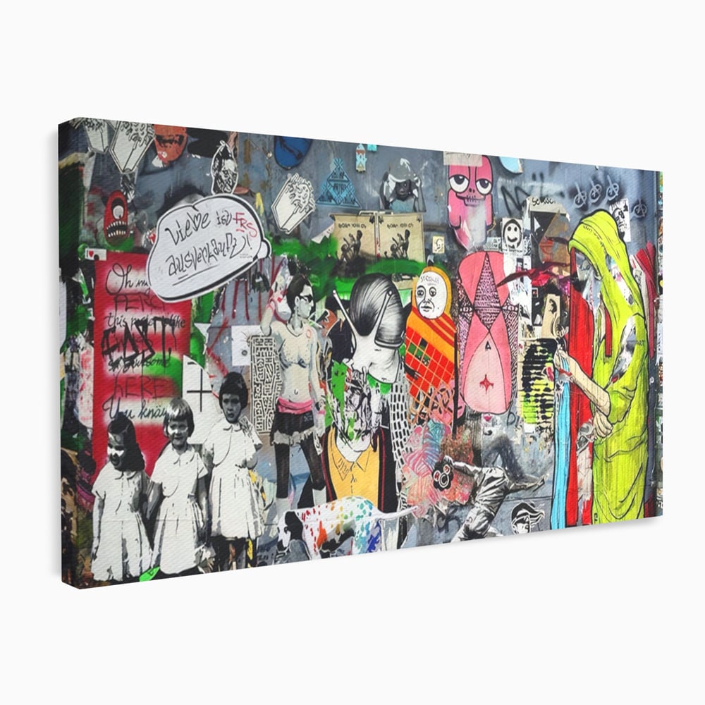 Tablou Canvas Premium LuxCanva® A1348, Banksy Street ,  Living, Graffiti, Artist, Oameni, Culori Vibrante