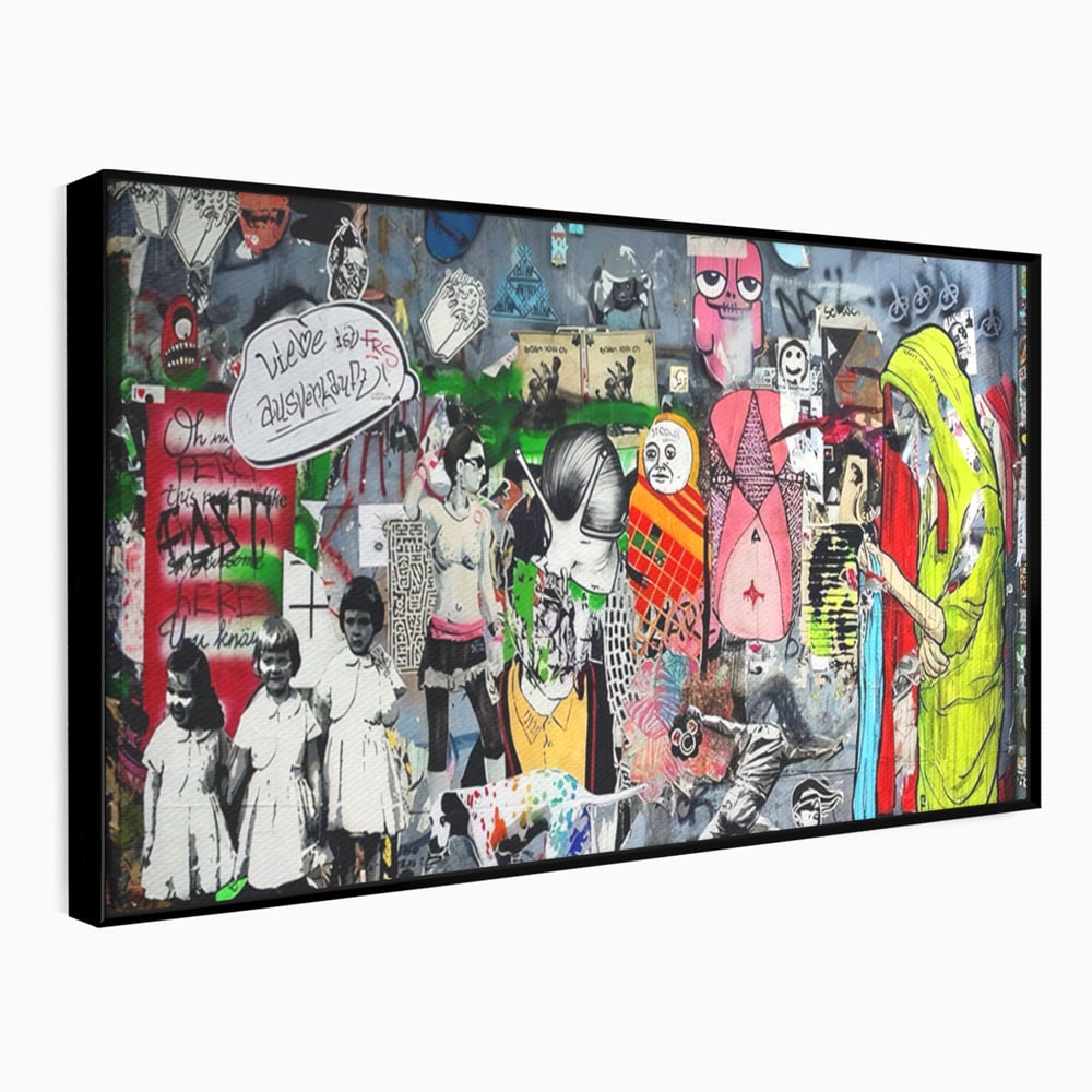 Tablou Canvas Premium LuxCanva® A1348, Banksy Street ,  Living, Graffiti, Artist, Oameni, Culori Vibrante