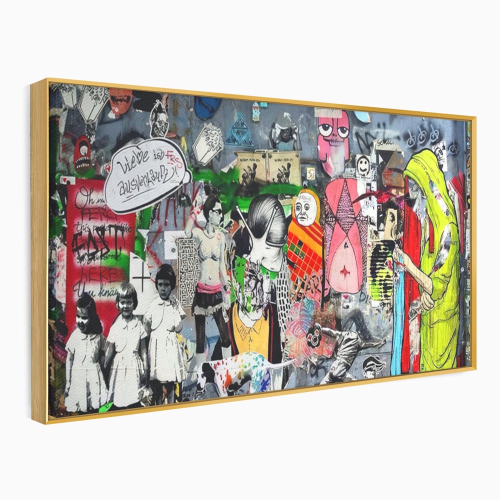 Tablou Canvas Premium LuxCanva® A1348, Banksy Street ,  Living, Graffiti, Artist, Oameni, Culori Vibrante