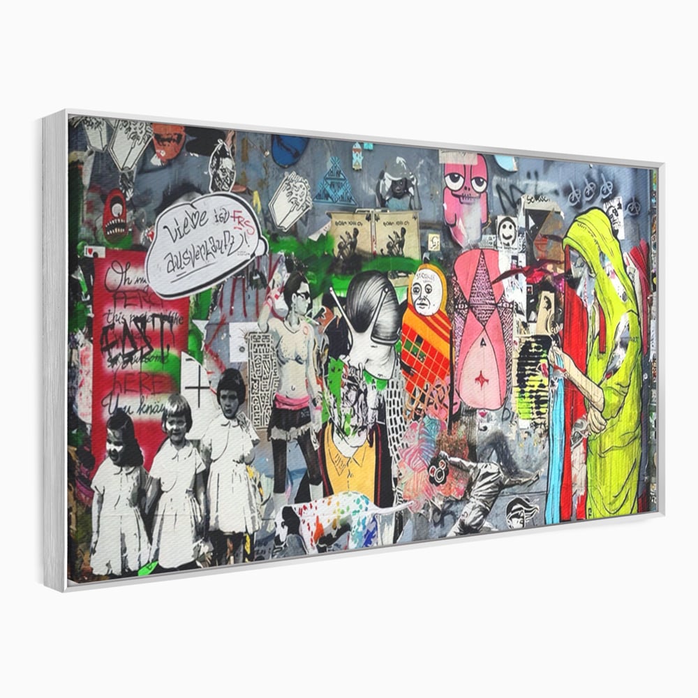 Tablou Canvas Premium LuxCanva® A1348, Banksy Street ,  Living, Graffiti, Artist, Oameni, Culori Vibrante