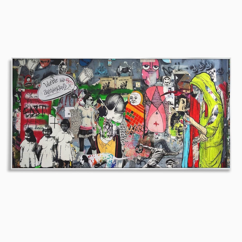 Tablou Canvas Premium LuxCanva® A1348, Banksy Street ,  Living, Graffiti, Artist, Oameni, Culori Vibrante