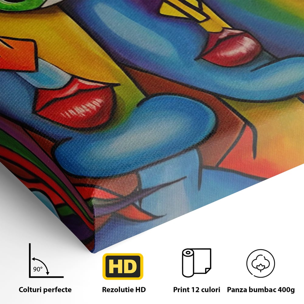 Tablou Canvas Premium LuxCanva® A1349, Abstract Face , Living, Portret, Arta Moderna, Colorat, Galerie De Arta, Culori Vibrante