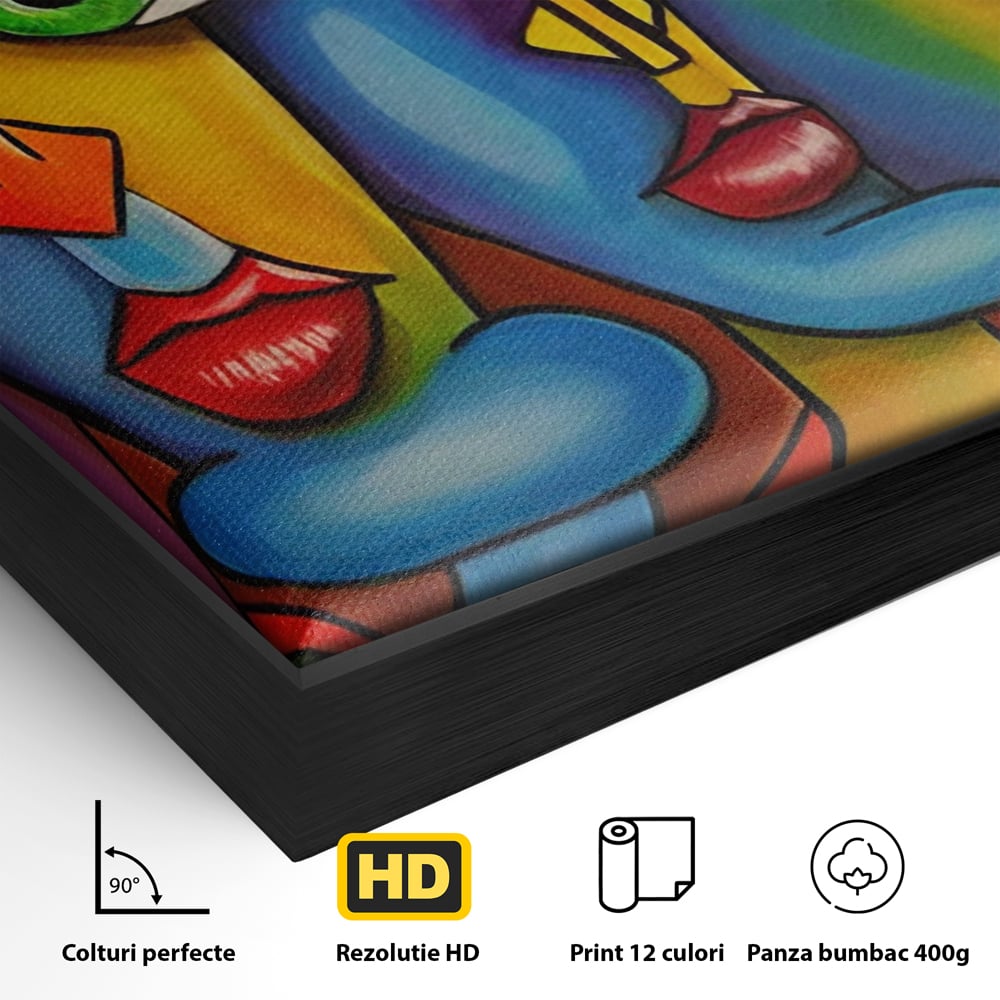 Tablou Canvas Premium LuxCanva® A1349, Abstract Face , Living, Portret, Arta Moderna, Colorat, Galerie De Arta, Culori Vibrante