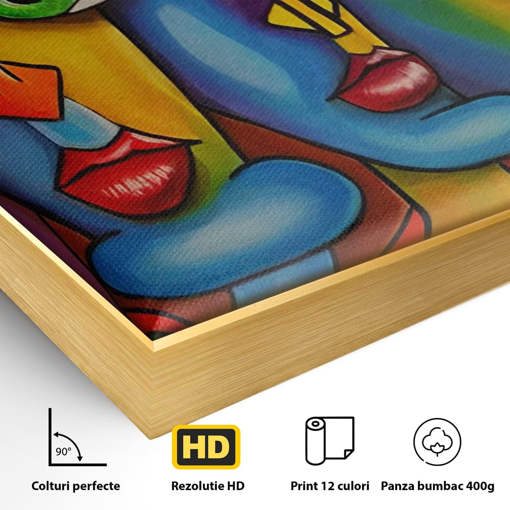 Tablou Canvas Premium LuxCanva® A1349, Abstract Face , Living, Portret, Arta Moderna, Colorat, Galerie De Arta, Culori Vibrante