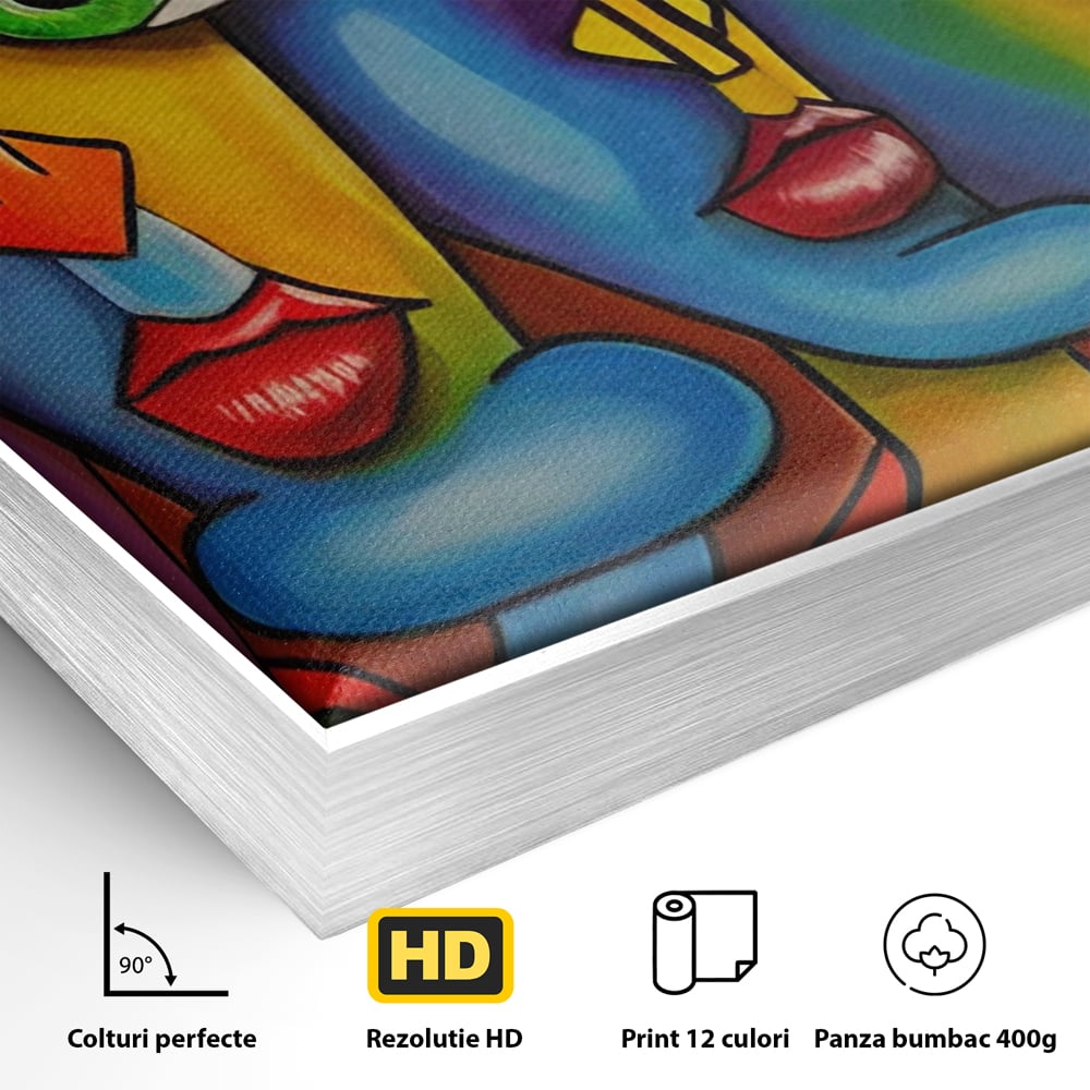 Tablou Canvas Premium LuxCanva® A1349, Abstract Face , Living, Portret, Arta Moderna, Colorat, Galerie De Arta, Culori Vibrante