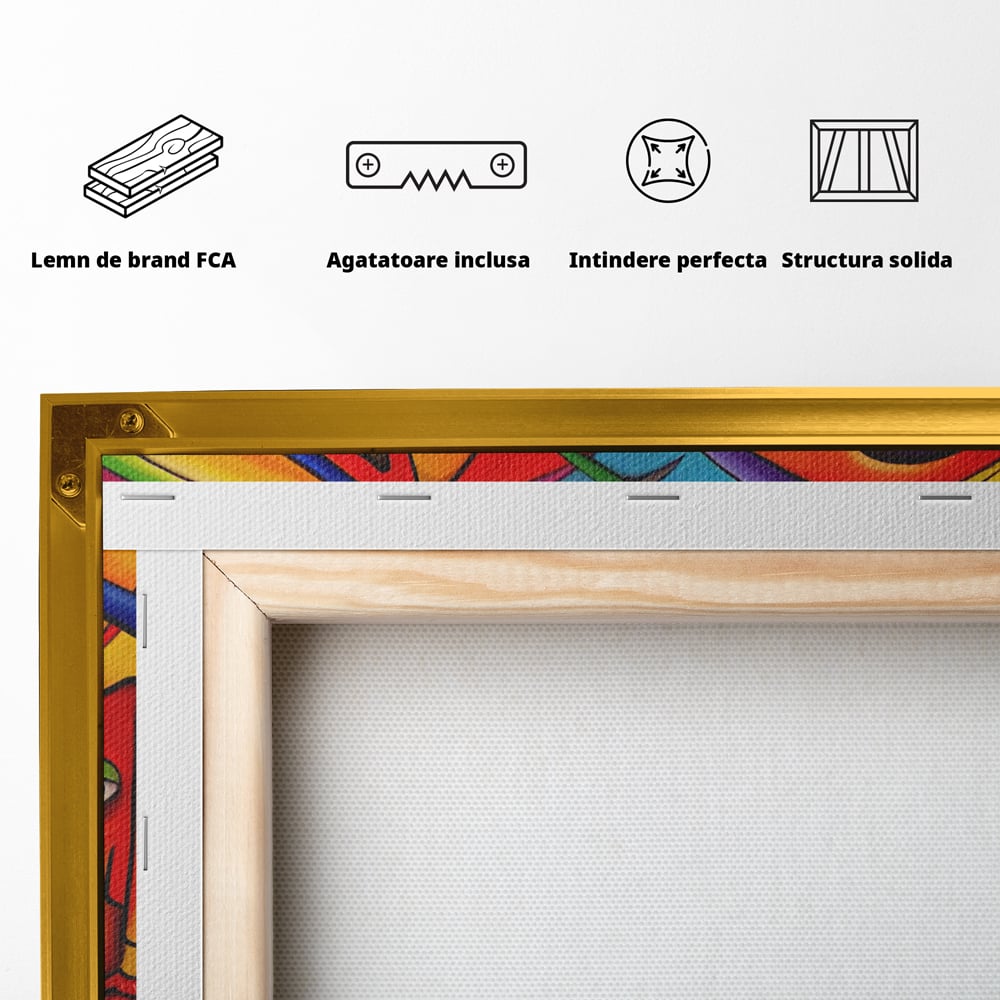 Tablou Canvas Premium LuxCanva® A1349, Abstract Face , Living, Portret, Arta Moderna, Colorat, Galerie De Arta, Culori Vibrante