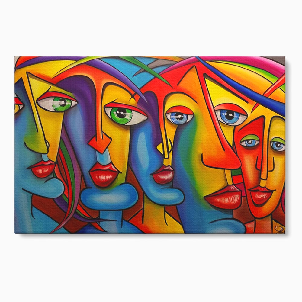 Tablou Canvas Premium LuxCanva® A1349, Abstract Face , Living, Portret, Arta Moderna, Colorat, Galerie De Arta, Culori Vibrante