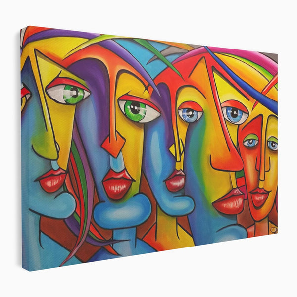 Tablou Canvas Premium LuxCanva® A1349, Abstract Face , Living, Portret, Arta Moderna, Colorat, Galerie De Arta, Culori Vibrante