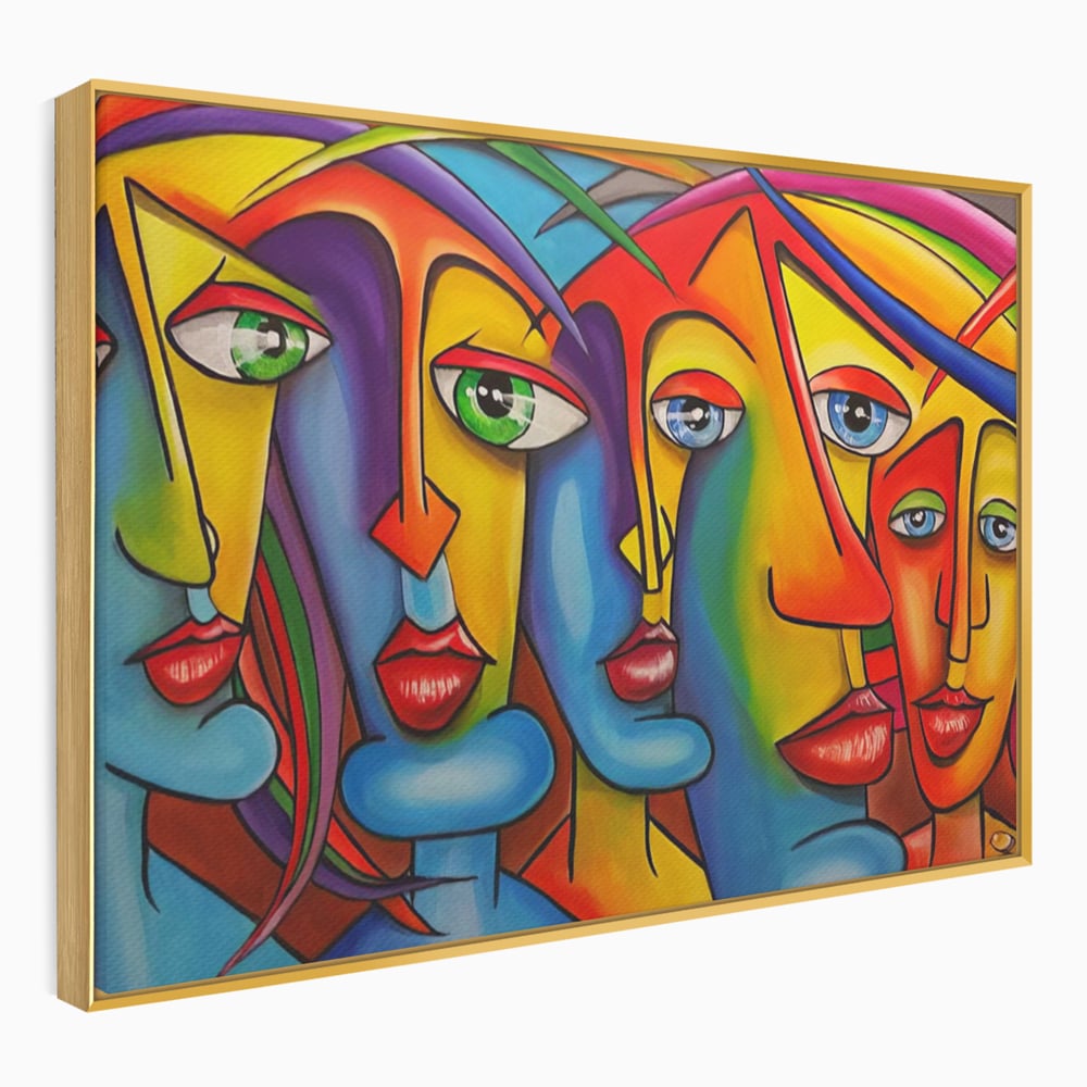 Tablou Canvas Premium LuxCanva® A1349, Abstract Face , Living, Portret, Arta Moderna, Colorat, Galerie De Arta, Culori Vibrante