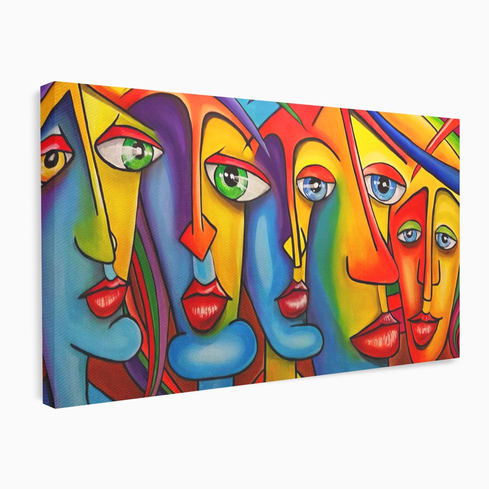 Tablou Canvas Premium LuxCanva® A1349, Abstract Face , Living, Portret, Arta Moderna, Colorat, Galerie De Arta, Culori Vibrante