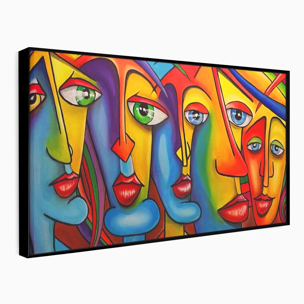 Tablou Canvas Premium LuxCanva® A1349, Abstract Face , Living, Portret, Arta Moderna, Colorat, Galerie De Arta, Culori Vibrante