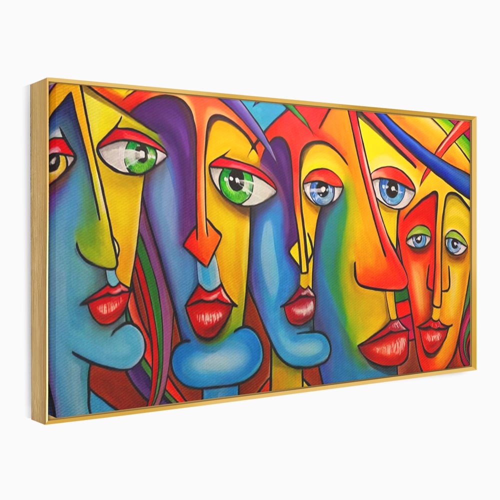 Tablou Canvas Premium LuxCanva® A1349, Abstract Face , Living, Portret, Arta Moderna, Colorat, Galerie De Arta, Culori Vibrante