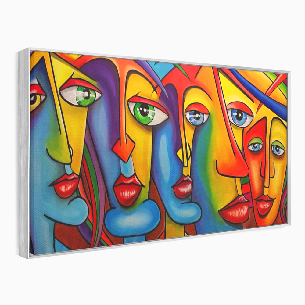 Tablou Canvas Premium LuxCanva® A1349, Abstract Face , Living, Portret, Arta Moderna, Colorat, Galerie De Arta, Culori Vibrante