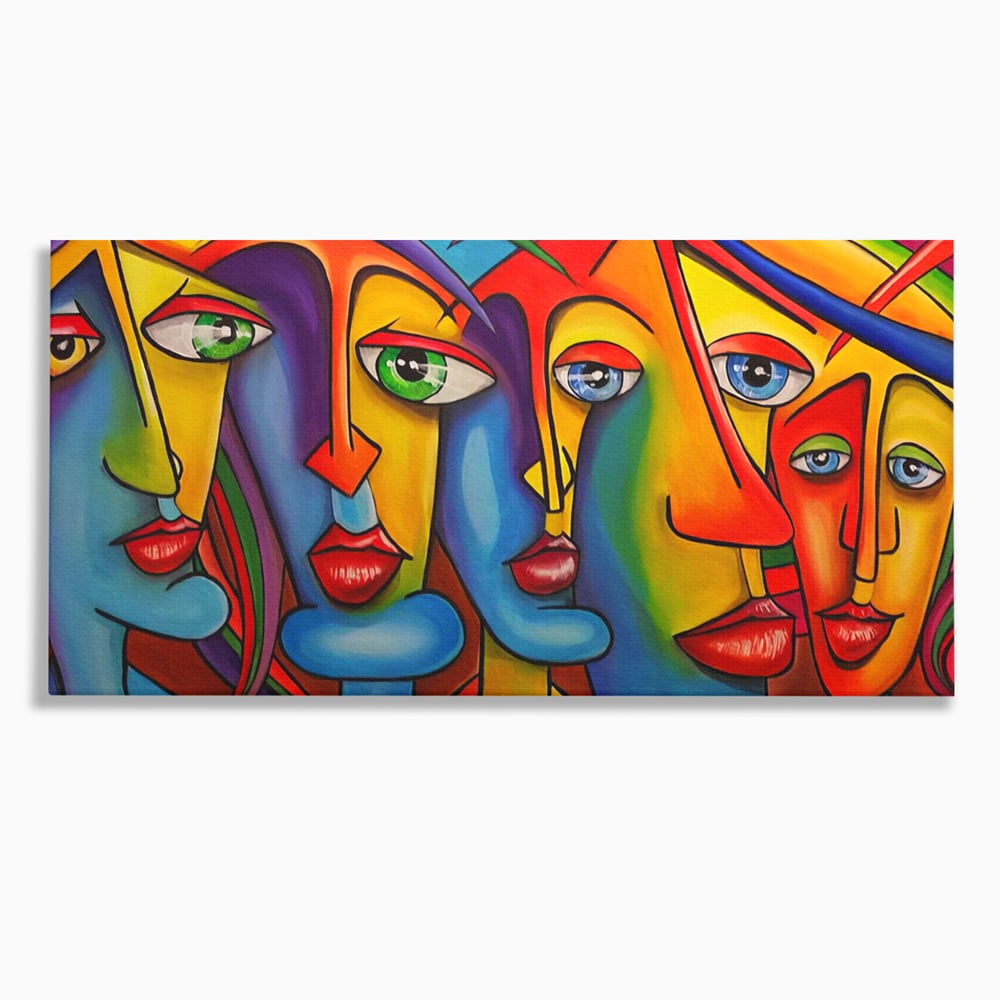 Tablou Canvas Premium LuxCanva® A1349, Abstract Face , Living, Portret, Arta Moderna, Colorat, Galerie De Arta, Culori Vibrante