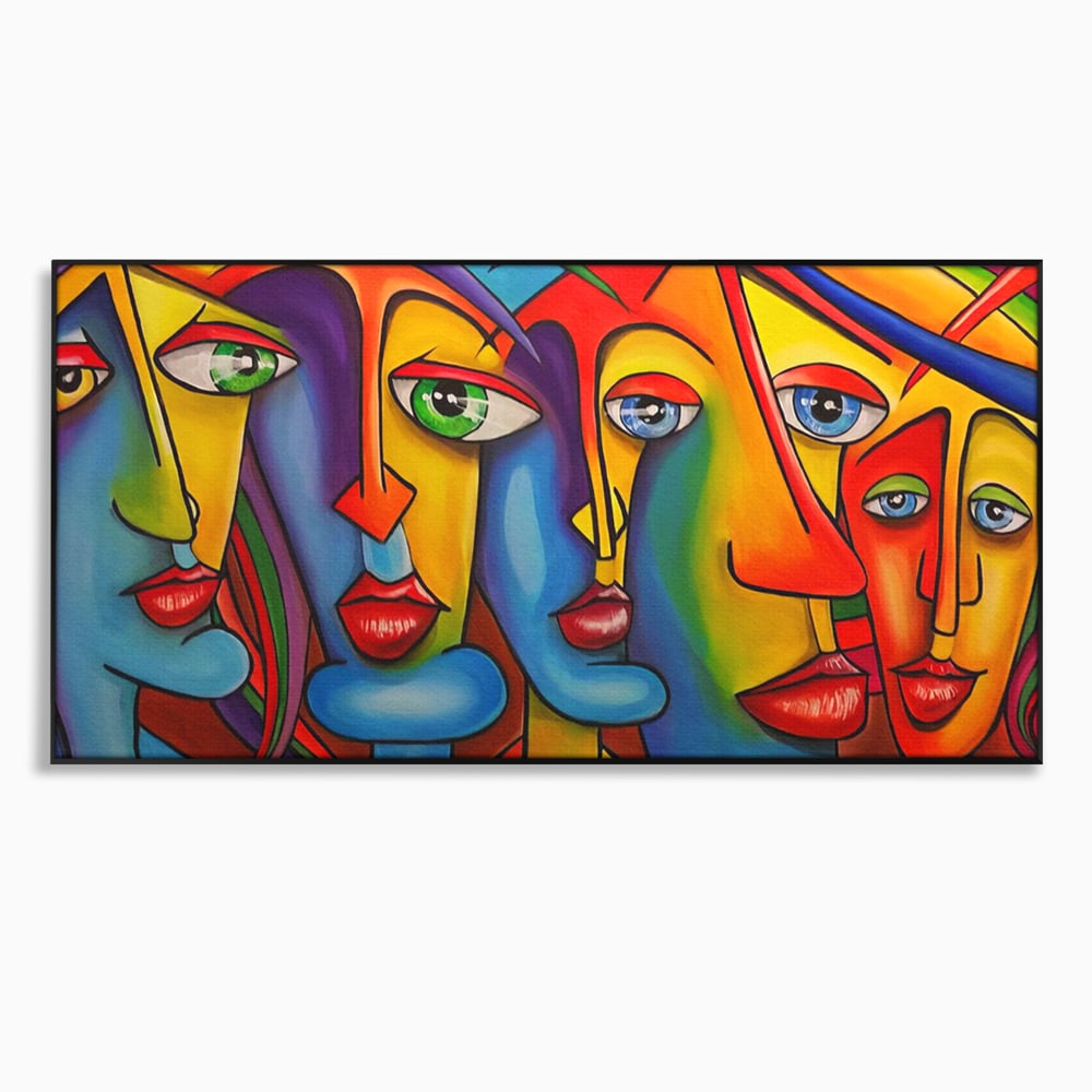 Tablou Canvas Premium LuxCanva® A1349, Abstract Face , Living, Portret, Arta Moderna, Colorat, Galerie De Arta, Culori Vibrante