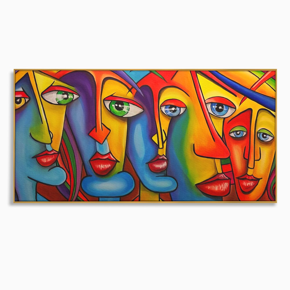 Tablou Canvas Premium LuxCanva® A1349, Abstract Face , Living, Portret, Arta Moderna, Colorat, Galerie De Arta, Culori Vibrante