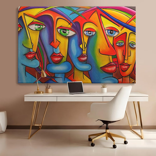 Tablou Canvas Premium LuxCanva® A1349, Abstract Face , Living, Portret, Arta Moderna, Colorat, Galerie De Arta, Culori Vibrante