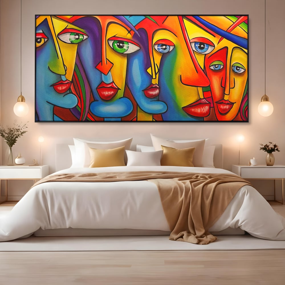 Tablou Canvas Premium LuxCanva® A1349, Abstract Face , Living, Portret, Arta Moderna, Colorat, Galerie De Arta, Culori Vibrante