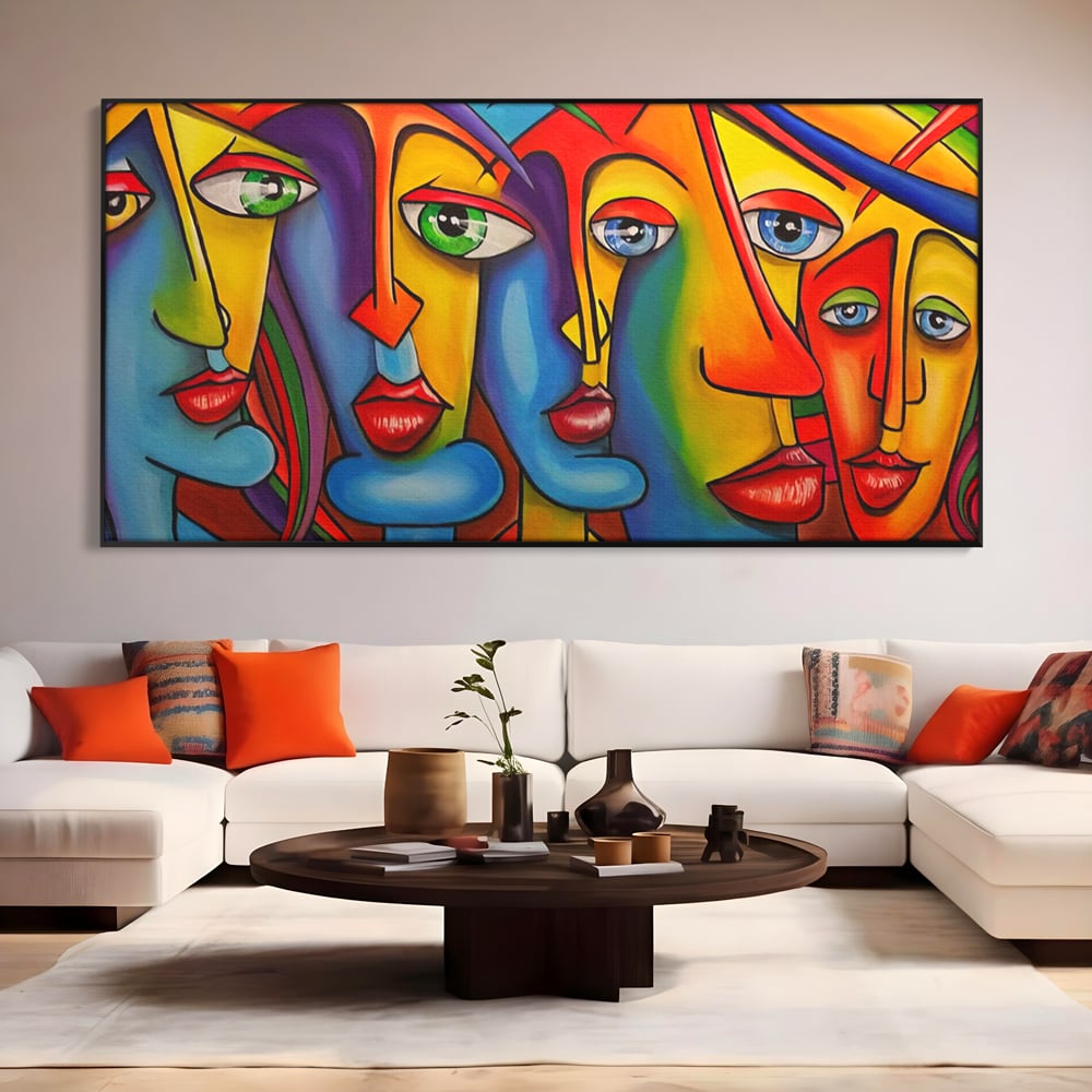 Tablou Canvas Premium LuxCanva® A1349, Abstract Face , Living, Portret, Arta Moderna, Colorat, Galerie De Arta, Culori Vibrante