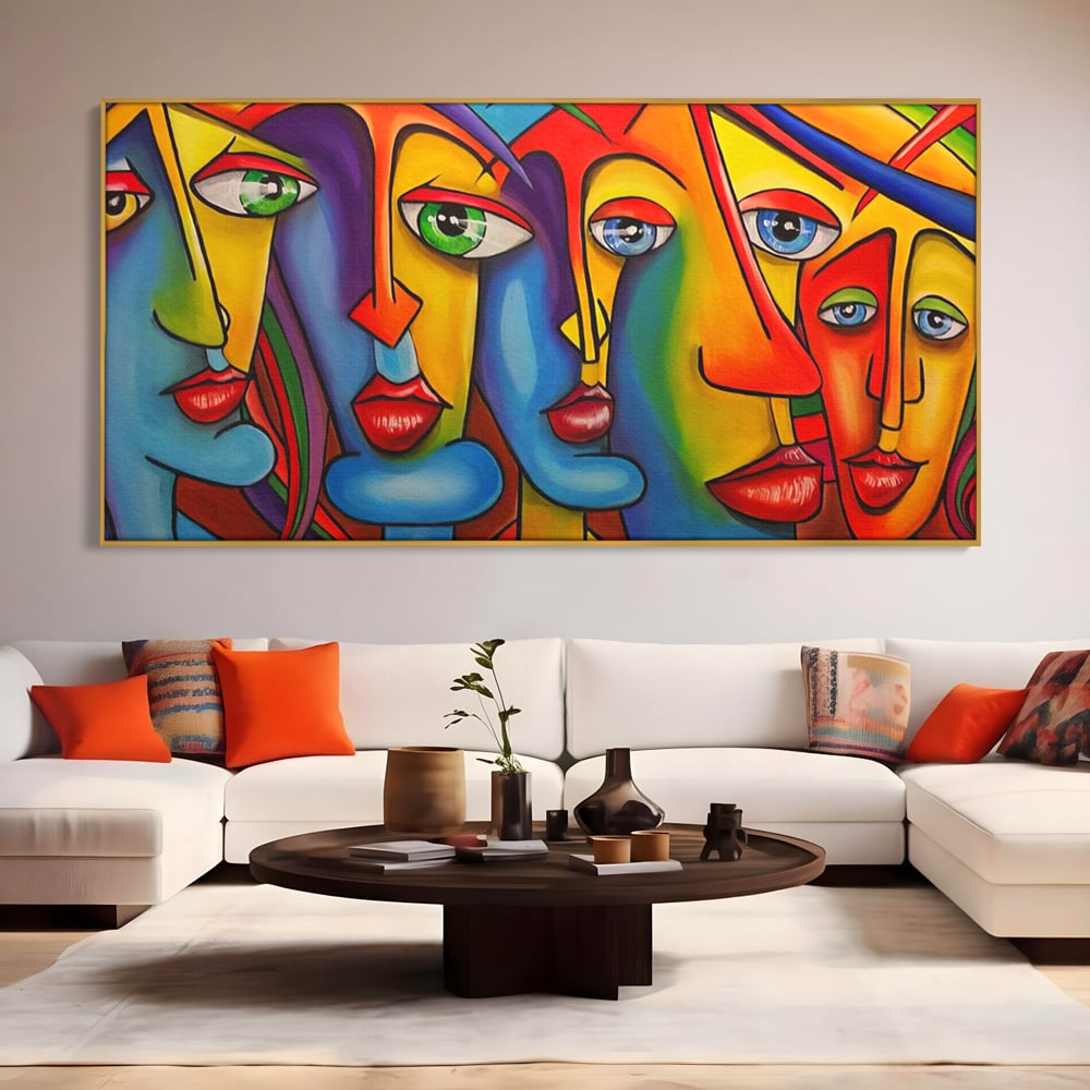 Tablou Canvas Premium LuxCanva® A1349, Abstract Face , Living, Portret, Arta Moderna, Colorat, Galerie De Arta, Culori Vibrante