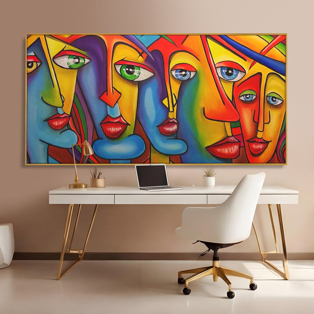 Tablou Canvas Premium LuxCanva® A1349, Abstract Face , Living, Portret, Arta Moderna, Colorat, Galerie De Arta, Culori Vibrante