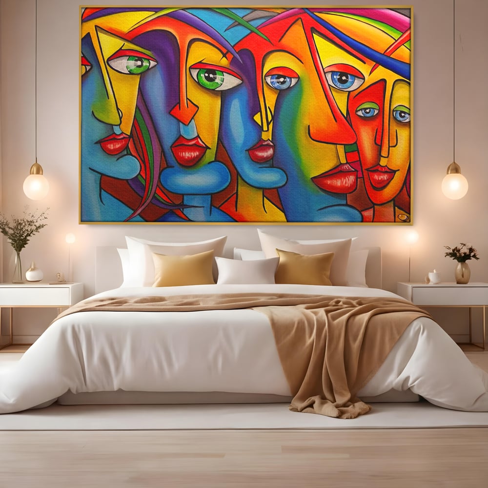 Tablou Canvas Premium LuxCanva® A1349, Abstract Face , Living, Portret, Arta Moderna, Colorat, Galerie De Arta, Culori Vibrante