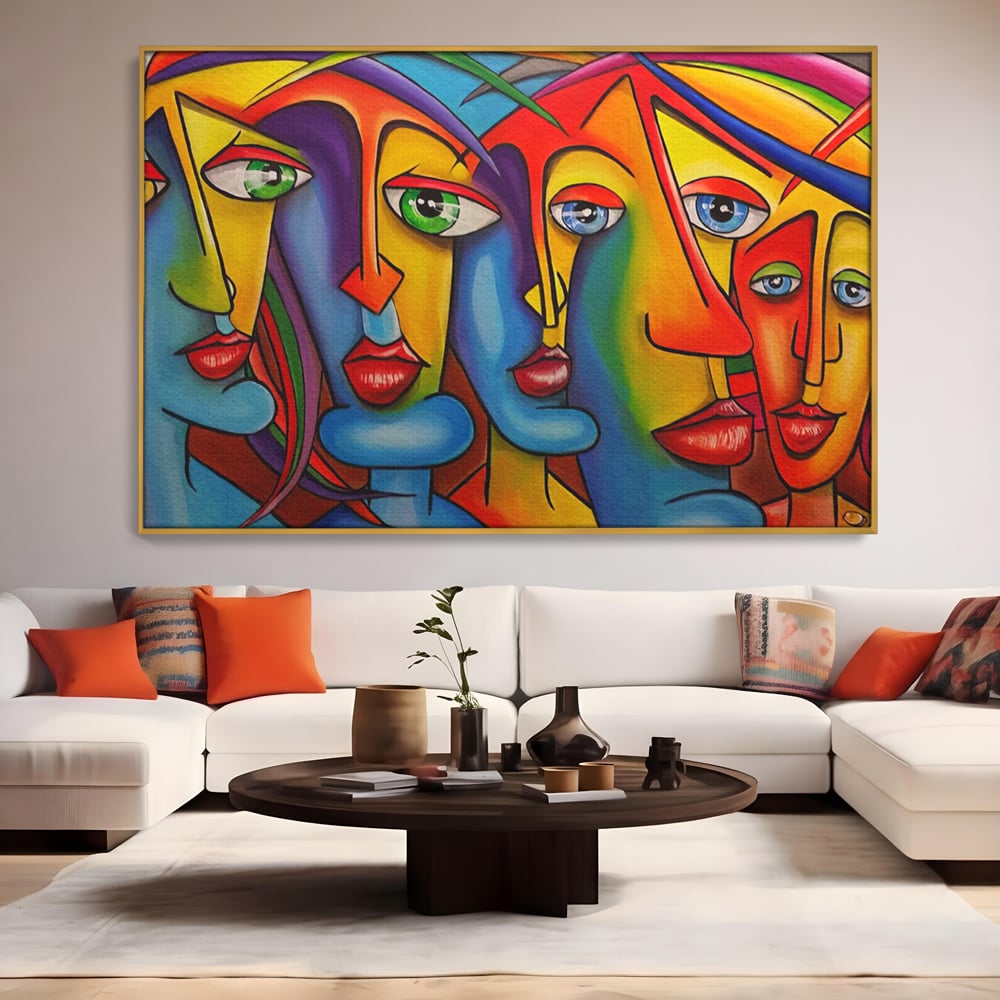 Tablou Canvas Premium LuxCanva® A1349, Abstract Face , Living, Portret, Arta Moderna, Colorat, Galerie De Arta, Culori Vibrante