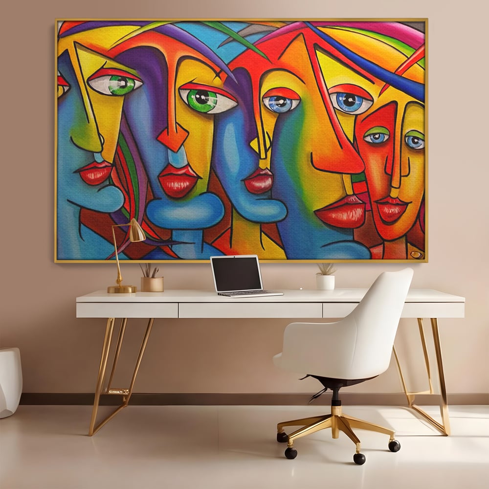 Tablou Canvas Premium LuxCanva® A1349, Abstract Face , Living, Portret, Arta Moderna, Colorat, Galerie De Arta, Culori Vibrante