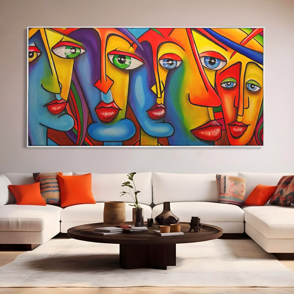 Tablou Canvas Premium LuxCanva® A1349, Abstract Face , Living, Portret, Arta Moderna, Colorat, Galerie De Arta, Culori Vibrante