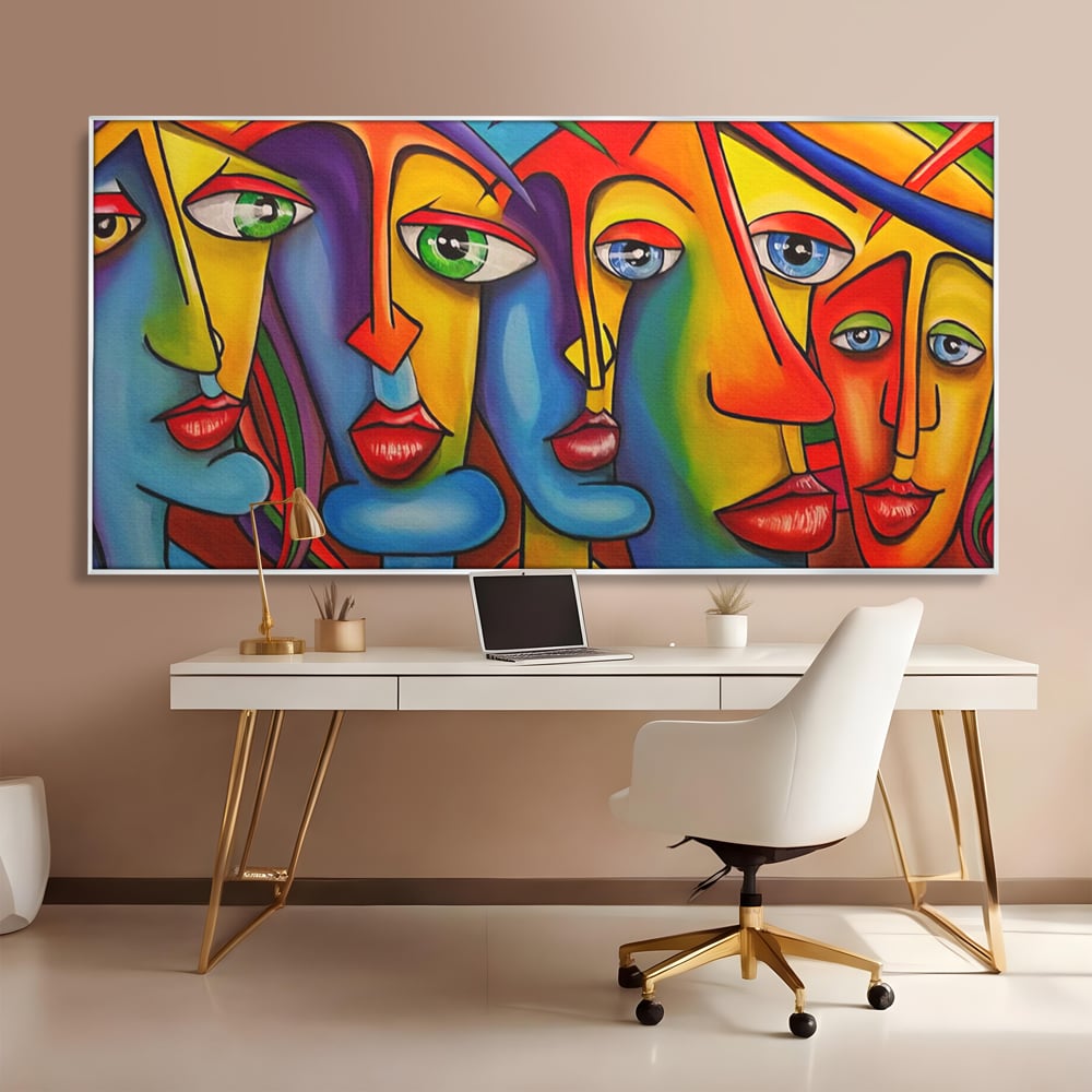 Tablou Canvas Premium LuxCanva® A1349, Abstract Face , Living, Portret, Arta Moderna, Colorat, Galerie De Arta, Culori Vibrante